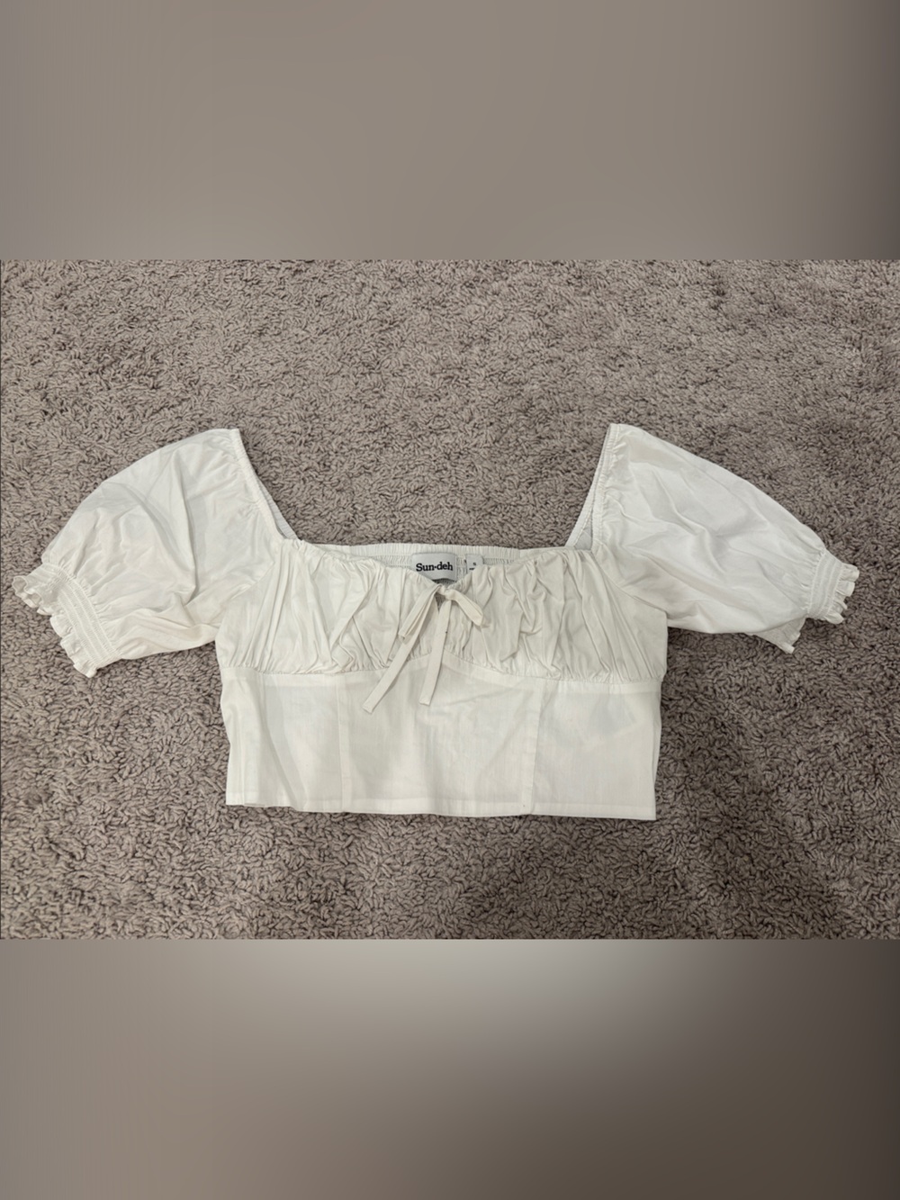 Smocked White Off-Shoulder Crop Top